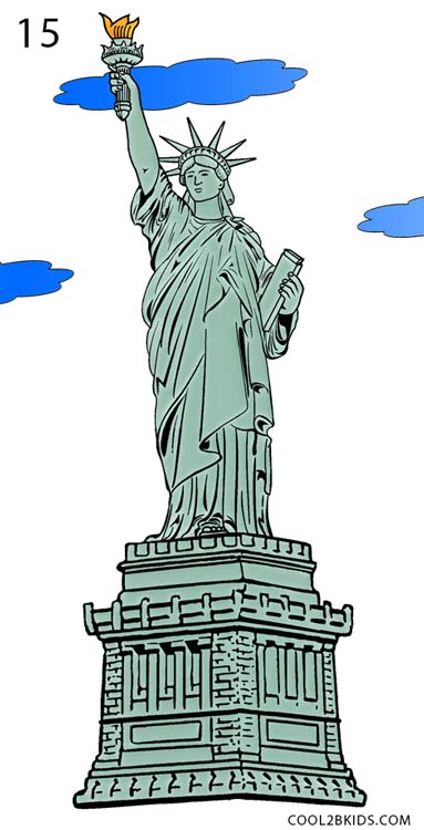 383x750 How To Draw The Statue Of Liberty (Step By Step Pictures) Cool2bkids - Statue Of Liberty Sketch Easy
