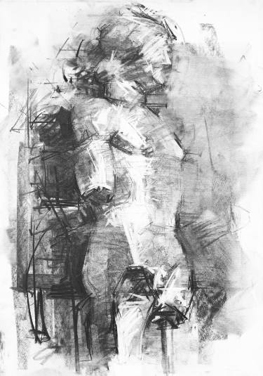 375x535 Kuros Statue Drawing Drawing By Mike Michailidis Saatchi Art - Statue Sketch