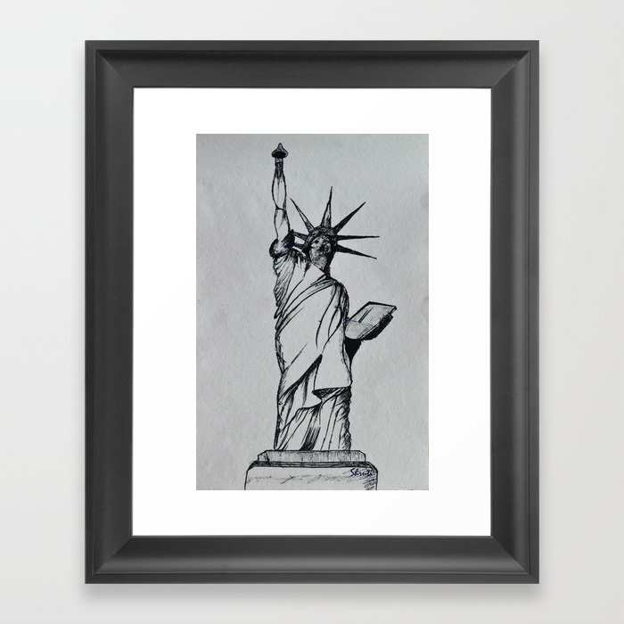 700x700 Titlethe Statue Of Liberty Sketch Framed Art Print By - Statue Sketch