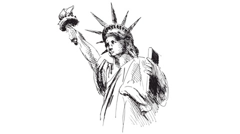 480x268 Animated Sketch Statue Of Liberty ~ Stock Footage - Statue Sketch