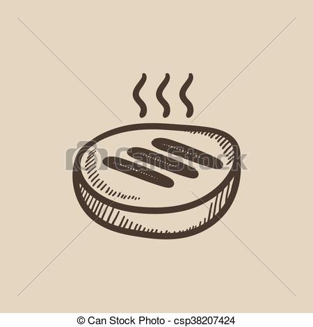 450x470 Grilled Steak Sketch Icon. Grilled Steak Vector Sketch Icon - Steak Sketch