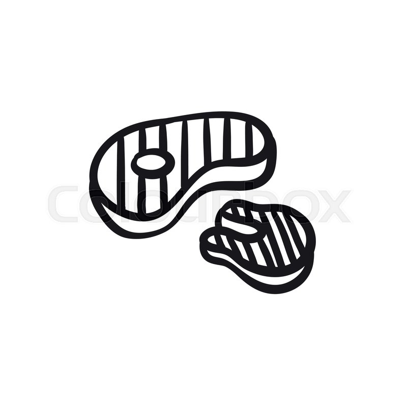 800x800 Grilled Steak Vector Sketch Icon Isolated On Background. Hand - Steak Sketch