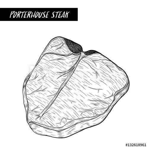 500x500 Porterhouse Steak Sketch By Hand Drawing.porterhouse Steak Vector - Steak Sketch