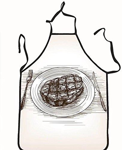 407x500 Chanrancase Tailored Apron Steak Sketch Style Raster Illustration - Steak Sketch