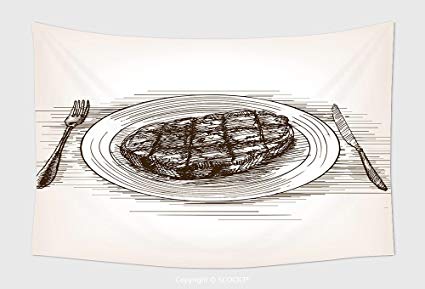 425x289 Home Decor Tapestry Wall Hanging Steak Sketch Style - Steak Sketch