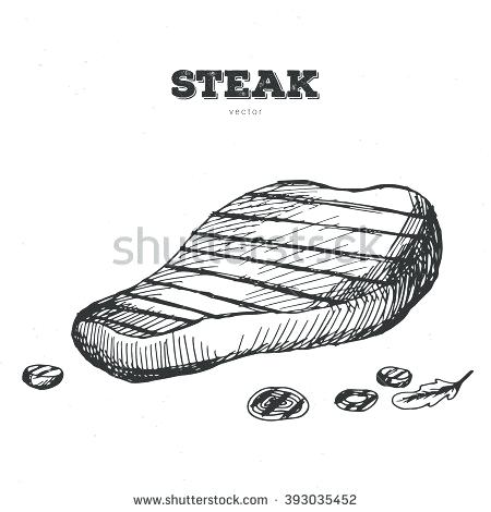 450x470 Collection Of Beef Drawing Download Them And Try To Solve - Steak Sketch