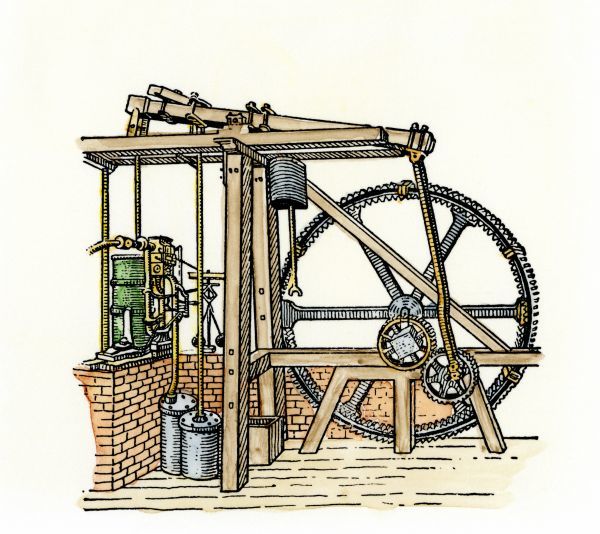 600x534 Steam Engine Of James Watt - Steam Engine Sketch