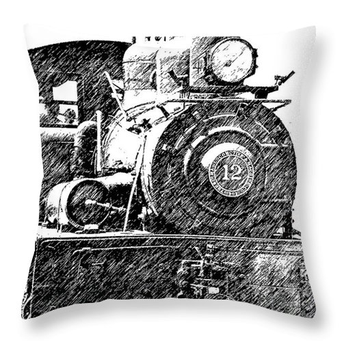 500x500 Steam Engine Pencil Sketch Throw Pillow For Sale By Randy Harris - Steam Engine Sketch