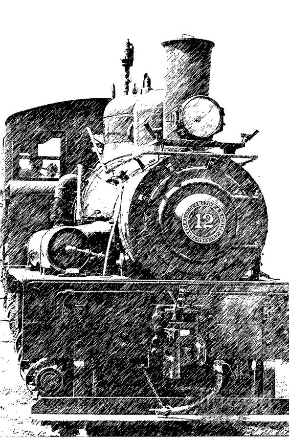 591x900 Steam Engine Pencil Sketch Photograph By Randy Harris - Steam Locomotive Sketches