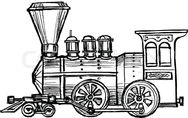 800x502 Hand Drawn, Sketch, Cartoon Illustration Of Steam Train Stock - Steam Train Sketch