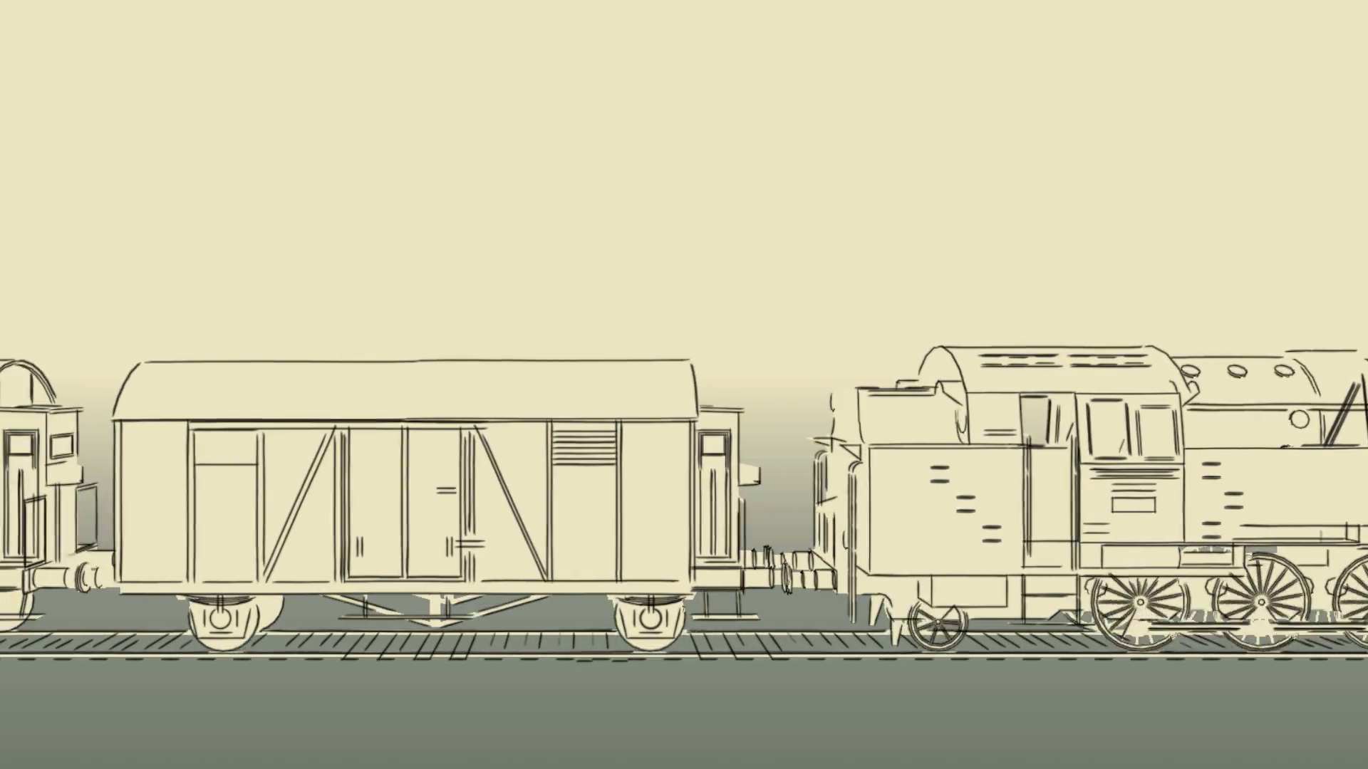 1920x1080 Outline Sketch Cartoon 2d Animation Of Old Steam Engine Locomotive - Steam Train Sketch