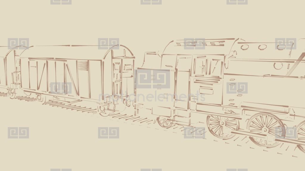 1024x576 Steam Train Vintage Sketch Cartoon Animation Stock Animation 9280717 - Steam Train Sketch