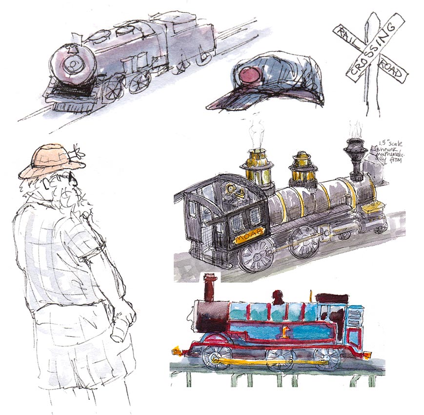 869x850 Urban Sketchers S.f. Bay Area Steam Trains In Berkeley - Steam Train Sketch
