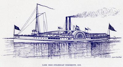 400x220 Lake Erie Steamboat Mississippi, 1853 Maritime History Of The - Steamboat Sketch