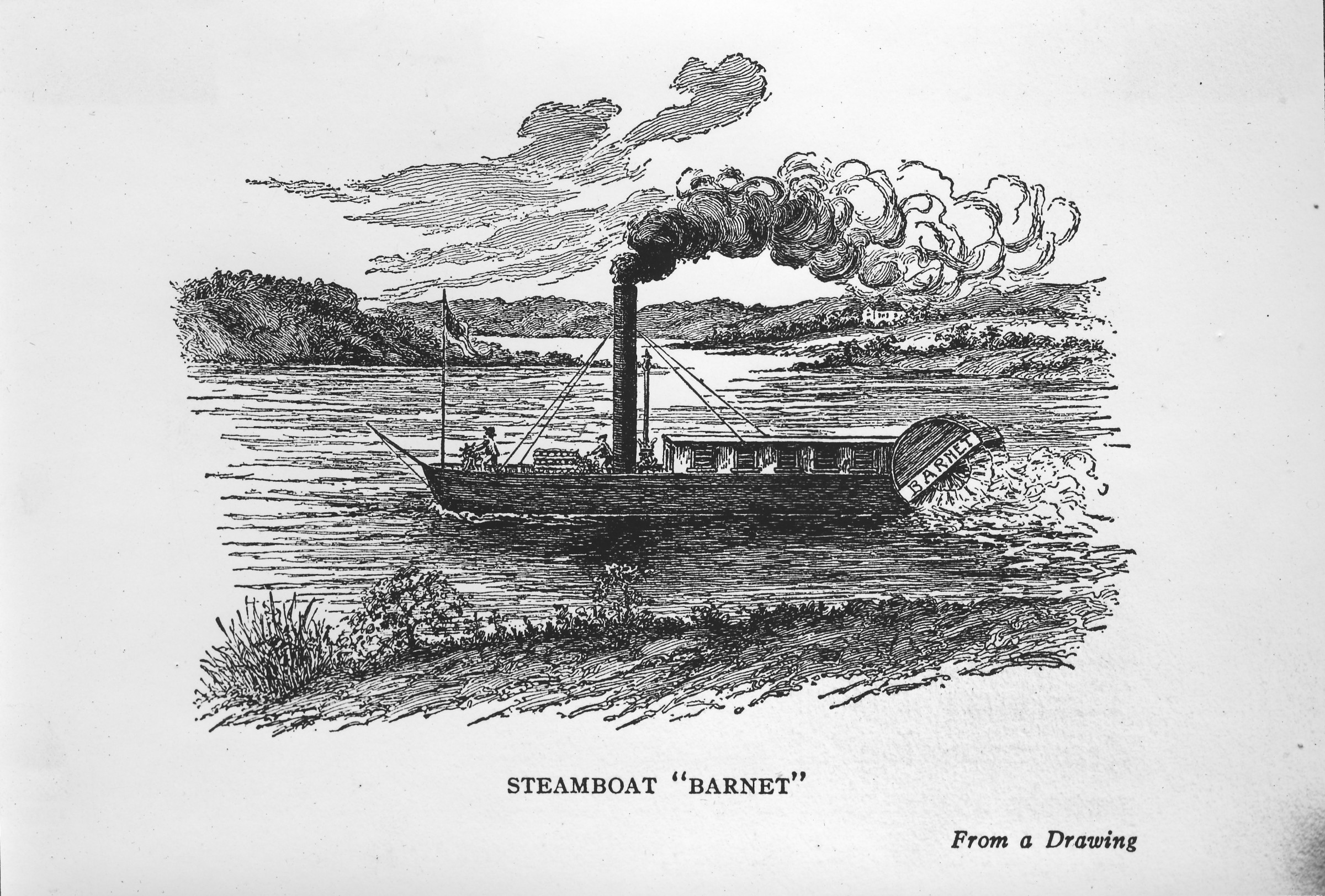 2400x1623 Steamboat Barnet. From A Drawing. Rockingham Library Historic - Steamboat Sketch
