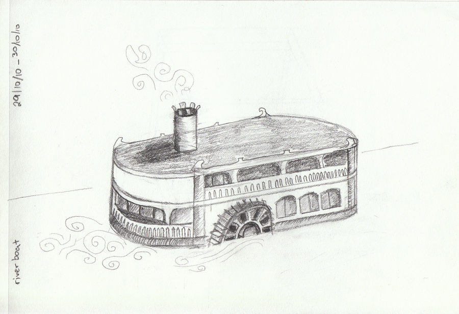 900x616 Daily Sketch Steamboat By Amychr - Steamboat Sketch