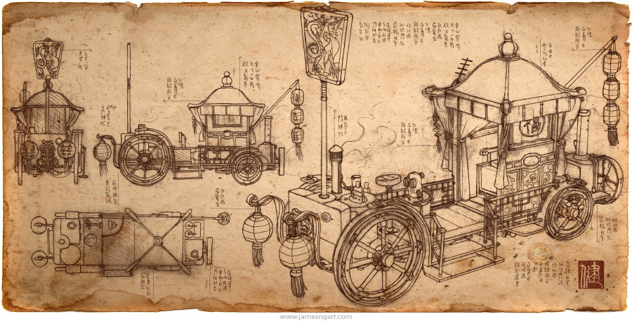 900x457 James Ng Art Bridal Carriage - Steampunk Sketch