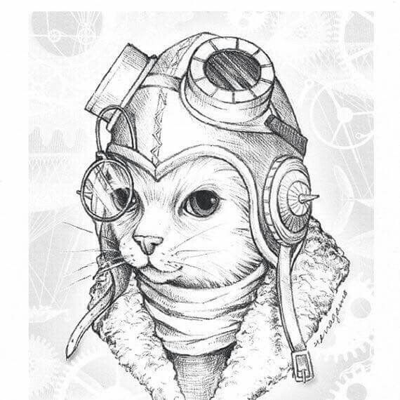 570x570 Pin By Anna Vasileva On Risunki Steampunk Cat - Steampunk Sketch