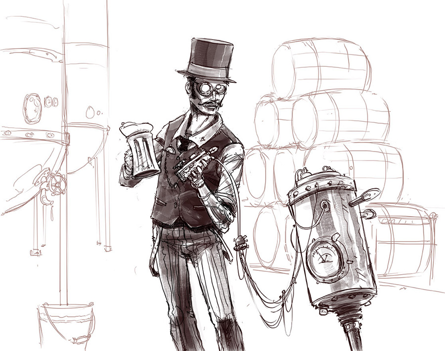 900x709 Steampunk Design Imagining A Futuristic Past - Steampunk Sketch