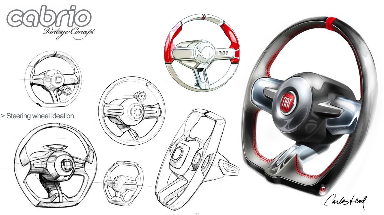 1280x718 Fiat Uno Cabriolet, 2010 - Steering Wheel Sketch