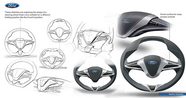 600x318 Ford Steering Wheel On Behance - Steering Wheel Sketch