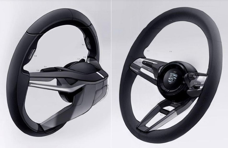 952x616 Porsche Mission E Steering Wheel Hot Sketches Cars - Steering Wheel Sketch