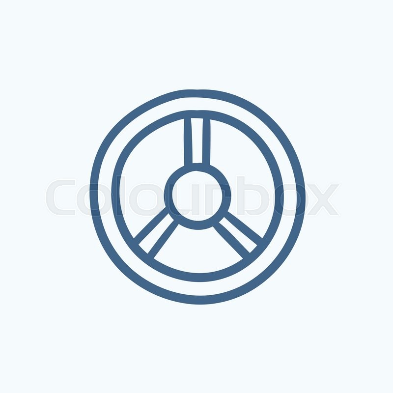 800x800 Steering Wheel Vector Sketch Icon Isolated On Background. Hand - Steering Wheel Sketch