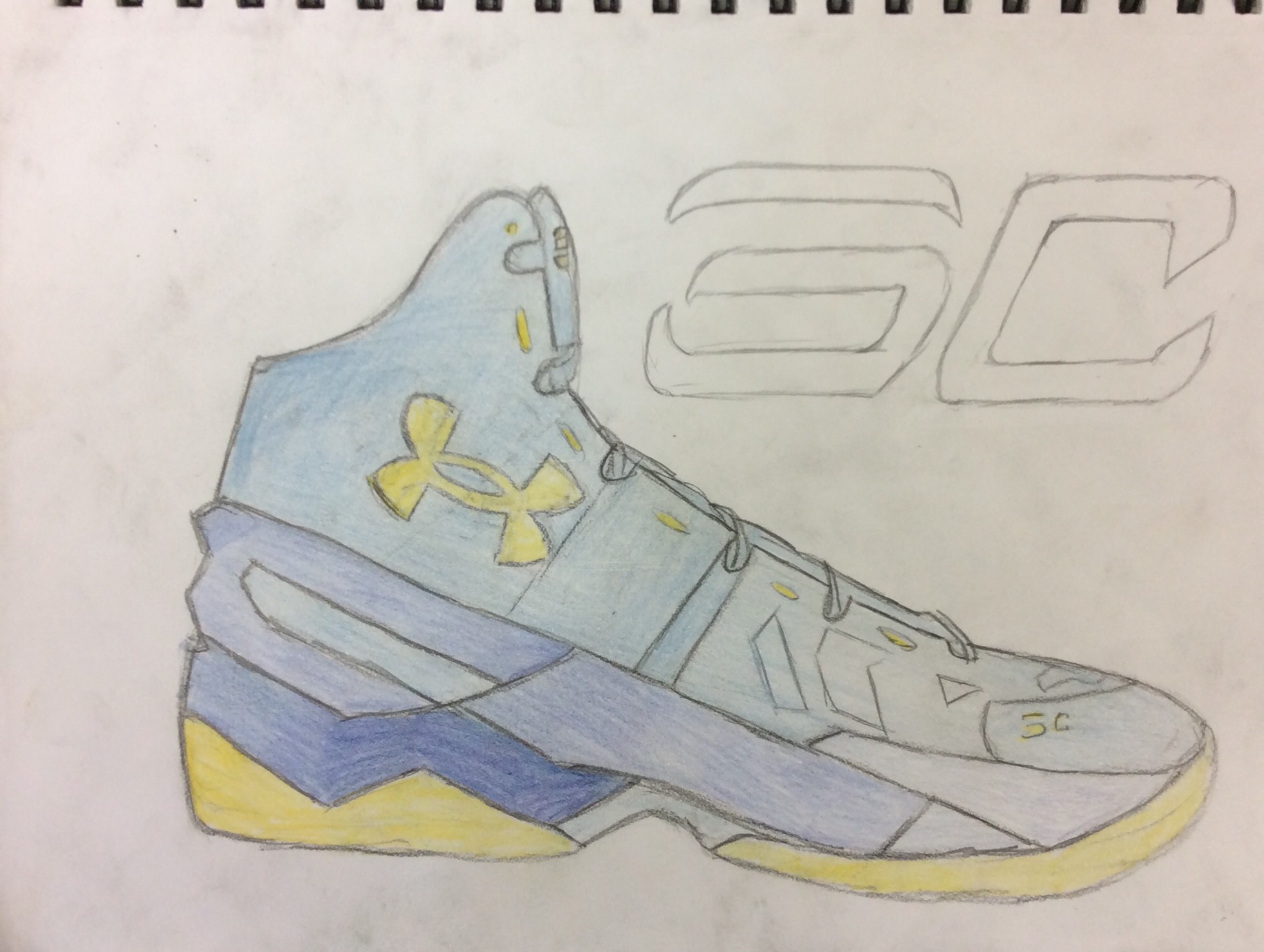 1964x1480 Stephen Curry Shoe Sketchbook Drawing Presleywsart - Stephen Curry Sketch