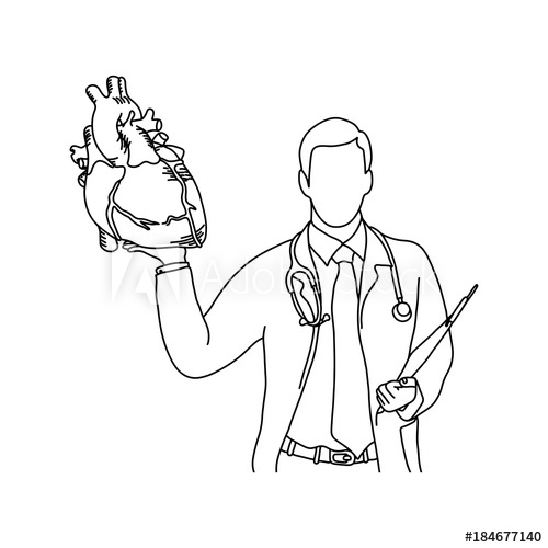 500x500 Male Doctor With Uniform And Stethoscope On His Neck Holding A - Stethoscope Sketch