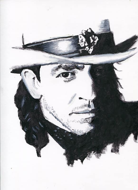 581x800 Stevie Ray Vaughan Srv Painting Serene Guitars Reverb - Stevie Ray Vaughan Sketch