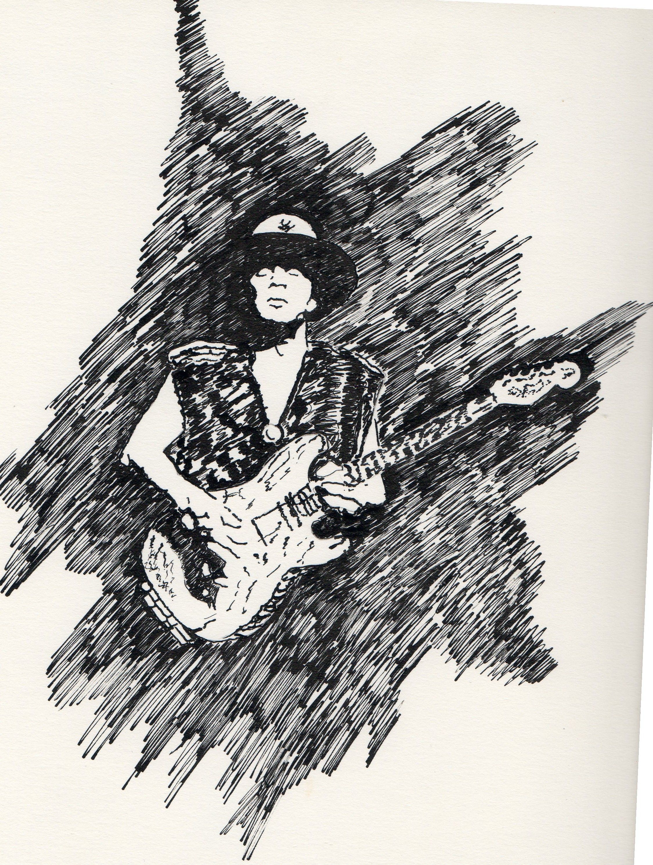 2250x2982 Ink Drawing I Did Some Years Back Of Stevie Ray Vaughan Music - Stevie Ray Vaughan Sketch