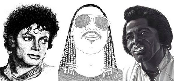 587x273 Michael Jackson Vs. Stevie Wonder Vs. James Brown Sf - Stevie Wonder Sketch