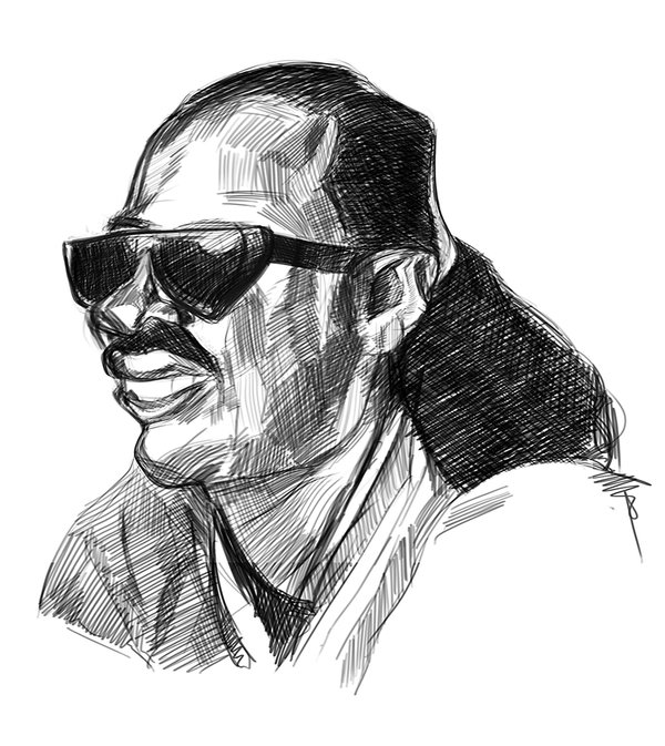 600x673 Stevie Wonder Sketch By Sander0151 - Stevie Wonder Sketch