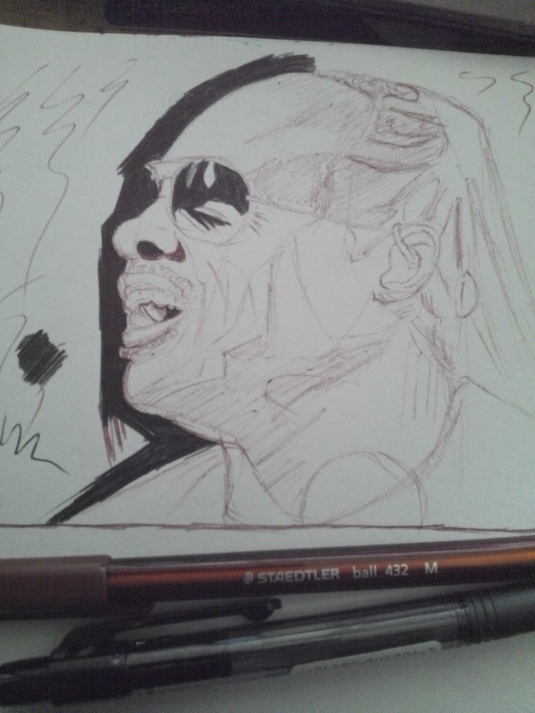 774x1032 Stevie Wonder Pen Sketch For Colored Pen Portrait By Obiobi8 On - Stevie Wonder Sketch