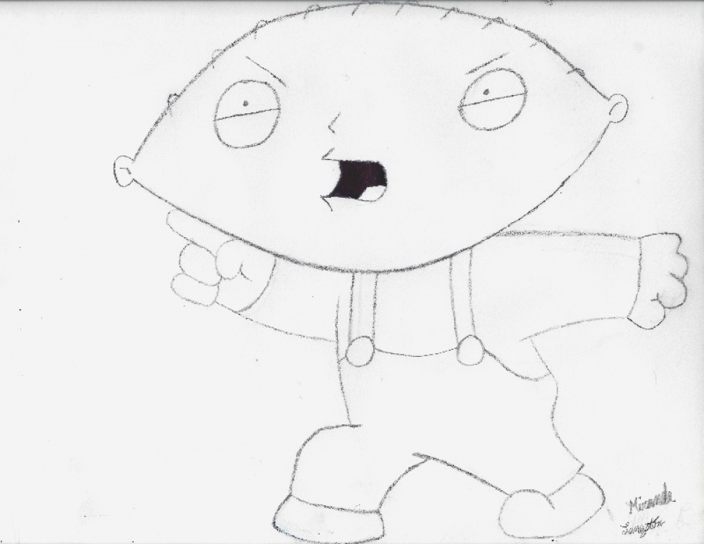1000x773 Stewie Griffin Black And White By Miranda Langston - Stewie Griffin Sketch