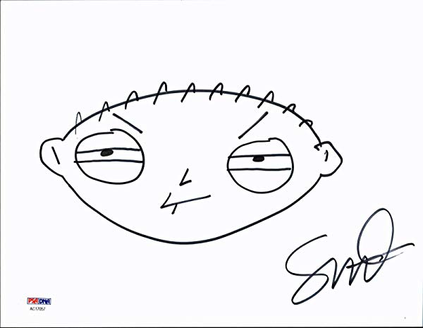 600x465 Seth Macfarlane Signed 8.5x11 Hand Drawn Family Guy Stewie Sketch - Stewie Sketch