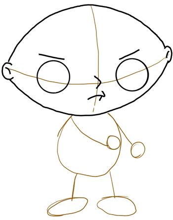 350x445 Drawing Stewie From Family Guy With Toy Gun Lesson - Stewie Sketch