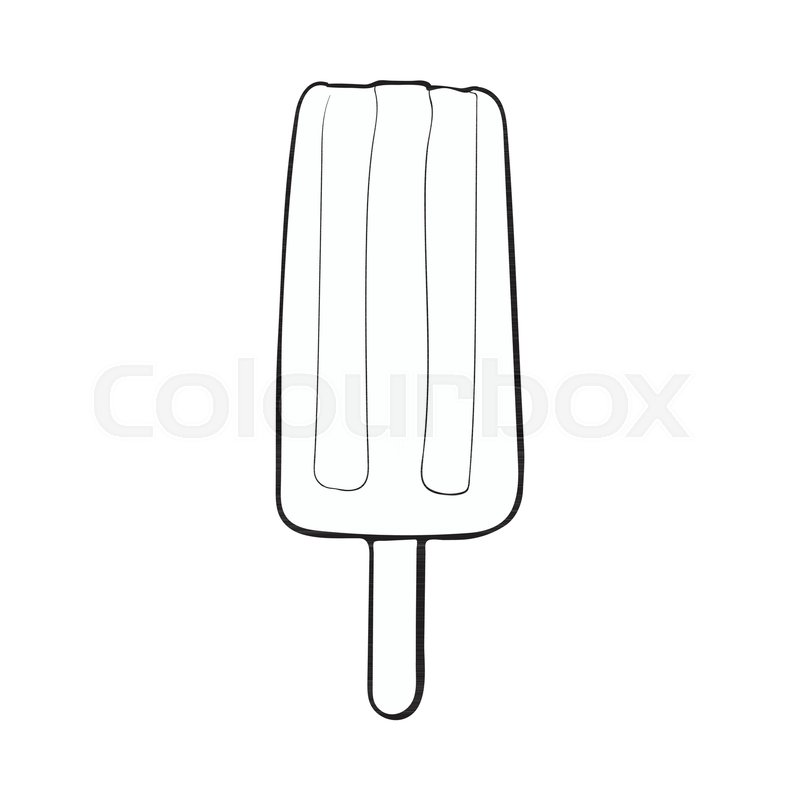 800x800 Hand Drawn Black And White Contour Stick Ice Cream Bar, Popsicle - Stick Sketch