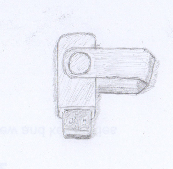 600x588 Office Drawings Usb Stick A Stream Of Milk - Stick Sketch