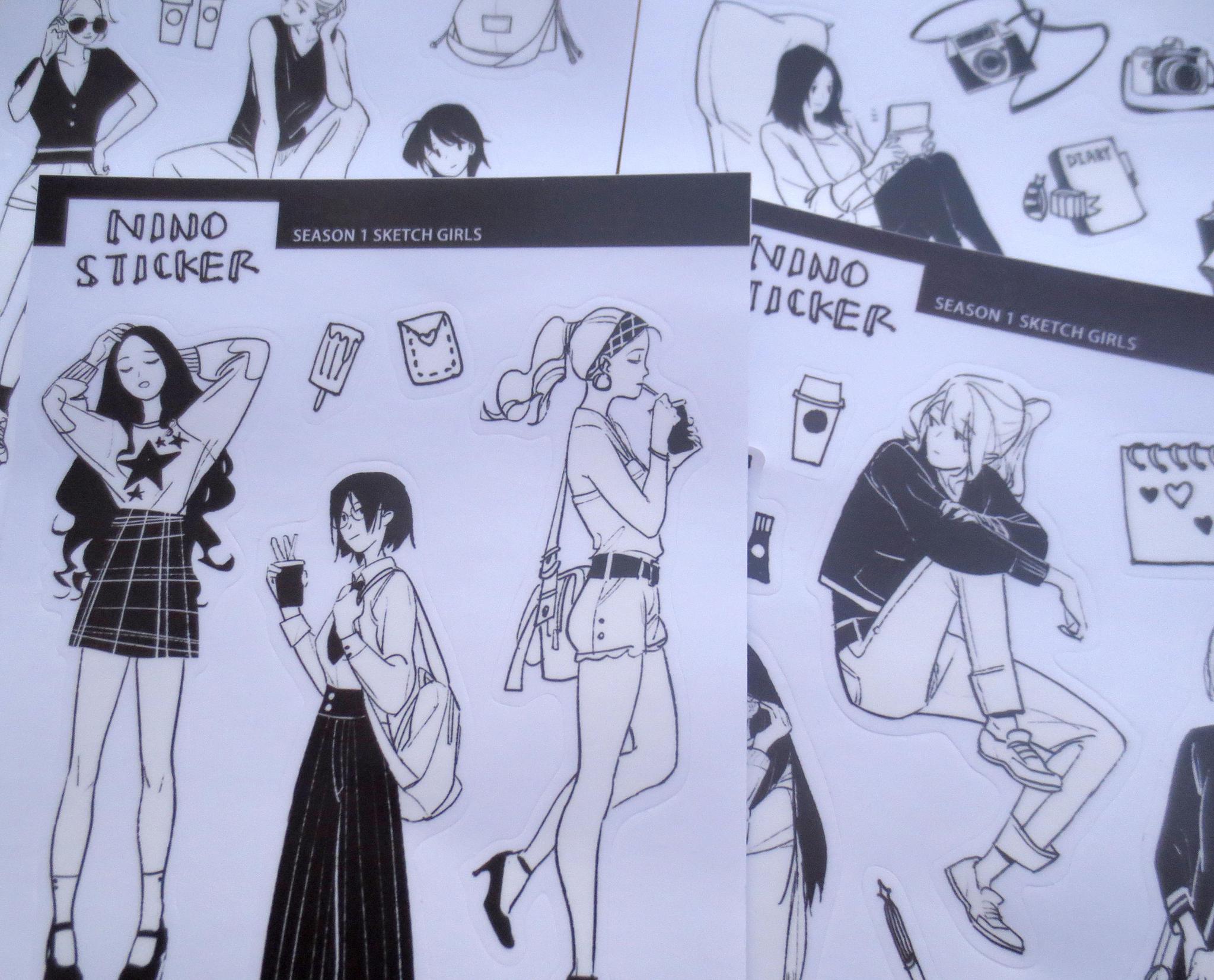 2047x1653 Girl Planner Sticker Sheet, Kiss Cut Stickers, Sketch Girls - Sticker Sketch