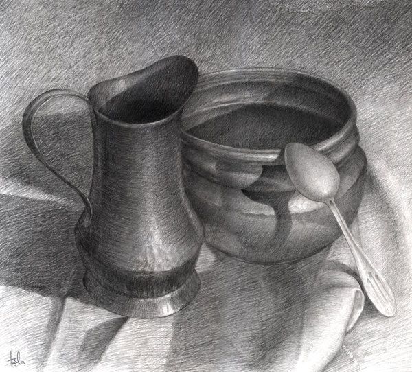 600x542 Still Life Drawings - Still Life Pencil Sketch