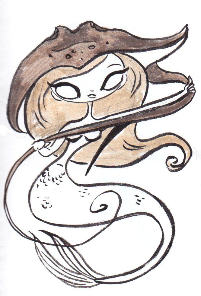 666x981 Girls Drawing Girls Monster Stingray Mermaid - Stingray Sketch