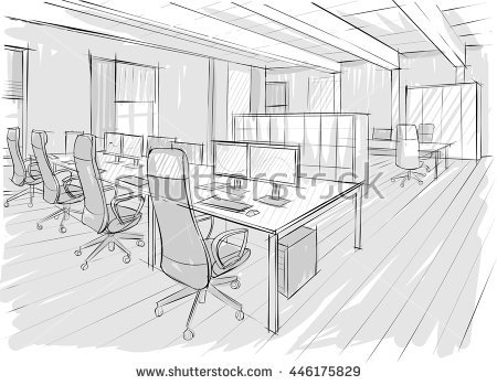 450x349 Innovative Interior Design Office Sketches On Stock Vector - Stock Sketches