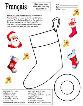 275x350 French Christmas Stocking Sketch And Label By Sue Summers Tpt - Stocking Sketch