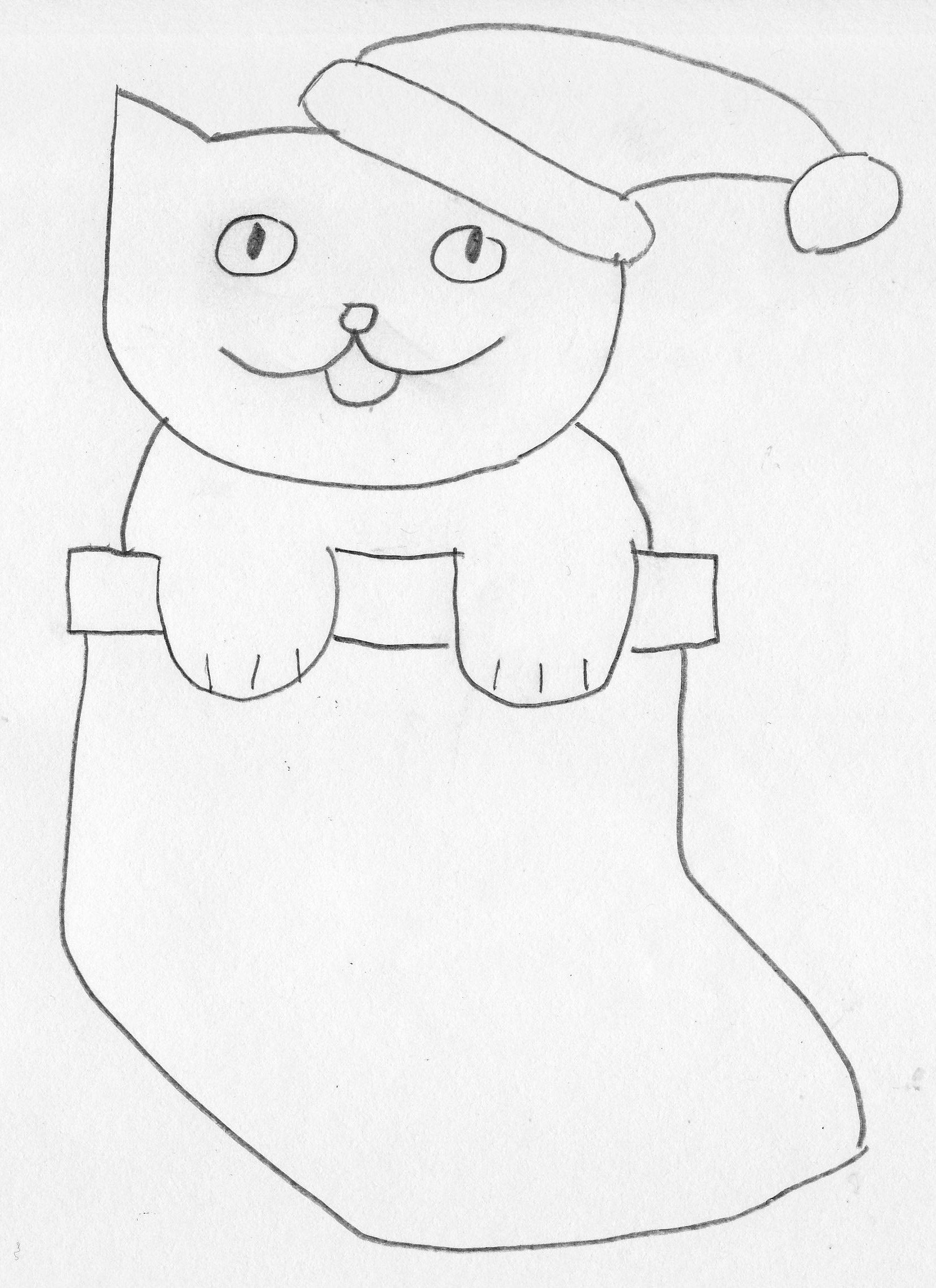 1660x2285 Kitty Cat In Stocking Card Cardsies! - Stocking Sketch
