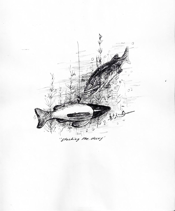 600x724 Stocking The Decoy Pencil Sketch By Les Kouba - Stocking Sketch