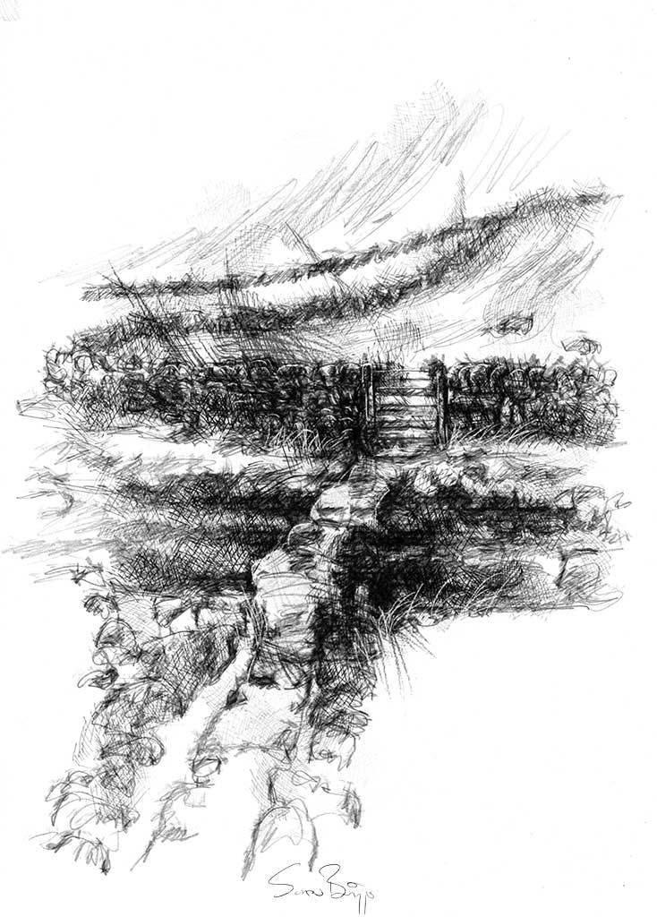 734x1024 Sean Briggs On Twitter Malham Stream Stone Bridge Across A - Stone Bridge Sketch