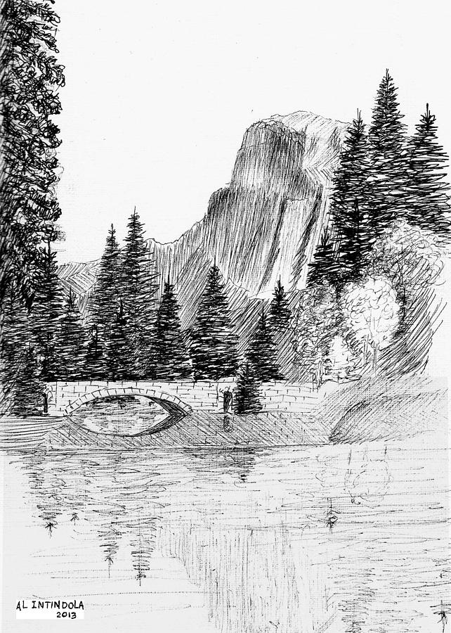 642x900 Stone Bridge Drawing By Al Intindola - Stone Bridge Sketch