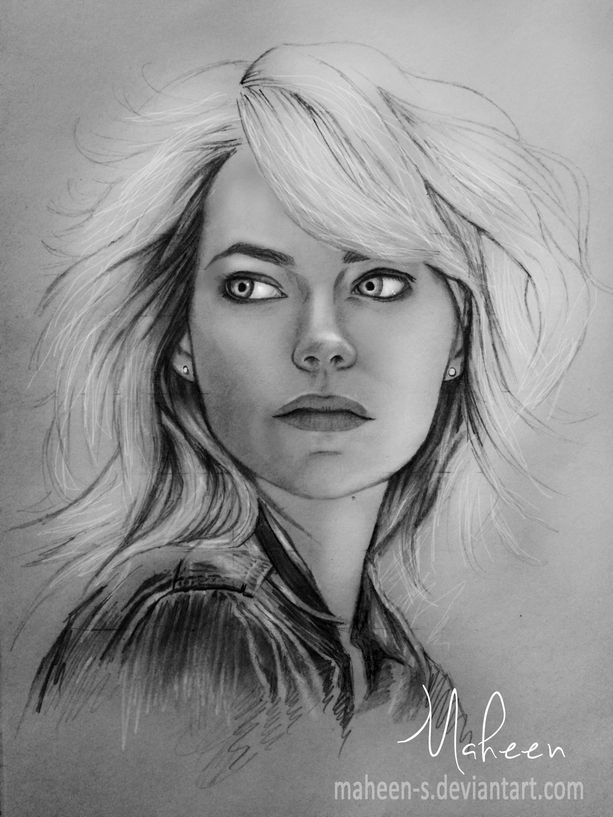 2448x3264 Emma Stone Sketch Drw Drawings, Pencil Drawings - Stone Sketch