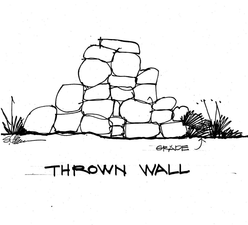 800x726 Thrown Wall. Sketch By Dallas Architect, Steve Chambers. - Stone Sketch